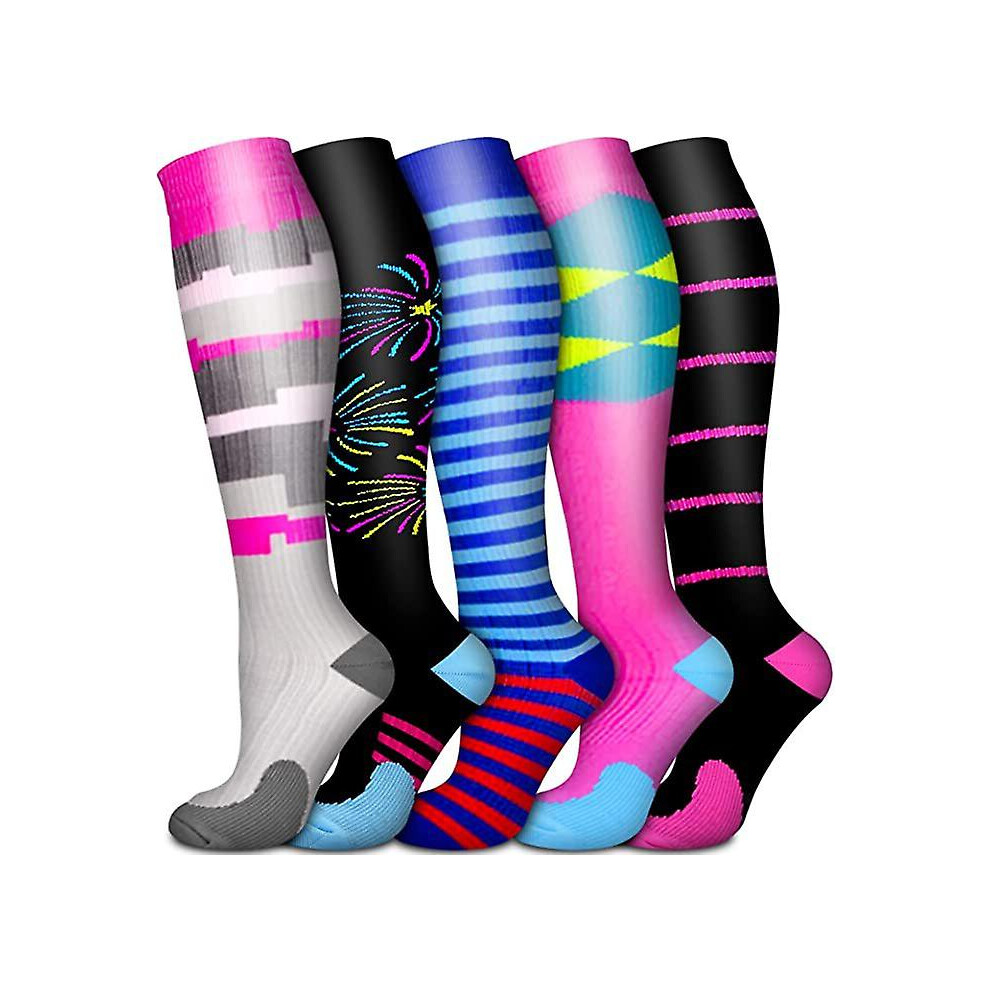Kikidex (As Show, One Size) Compression Socks For Women Men Circulation - Graduated Support Knee High Socks For Nurses, Travel, Athletic