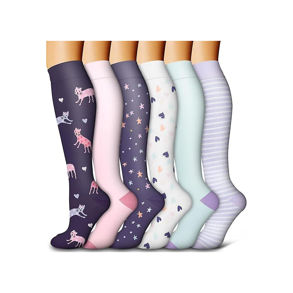 Kikidex (As Show, One Size) Compression Socks For Women Men Circulation - Graduated Support Knee High Socks For Nurses, Travel, Athletic