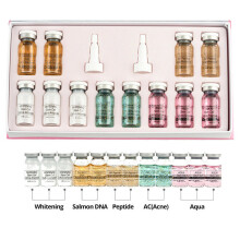 (12pcs Gold Serum) 8ml BB Cream Glow Ampoule Essence Kit Woman&Man Facial Niacinamide/Salmon DNA Foundation Moisturizing Skin Care Beauty