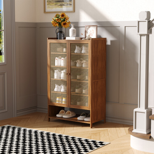 Living And Home Bamboo Shoe Storage Cabinet with Doors 2