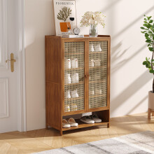 Bamboo Shoe Storage Cabinet with Doors
