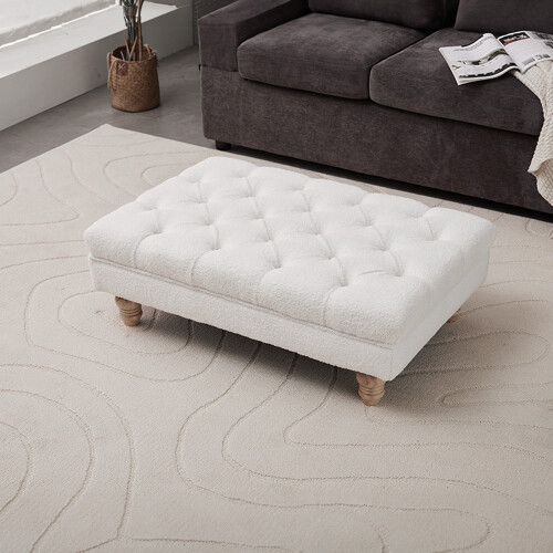 Living And Home Teddy Fleece Upholstered Footstool