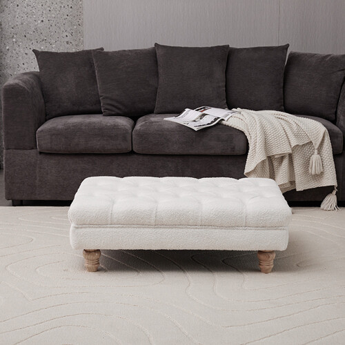 Living And Home Teddy Fleece Upholstered Footstool 1