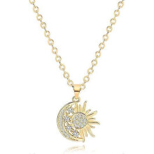(As show, One size) Crescent Moon and Star Pendant Necklace for Women Dainty Snake Tiny Heart Necklace 18K Gold Chain Dainty Micro-inlaid Zircon Simple Choker Necklace fo