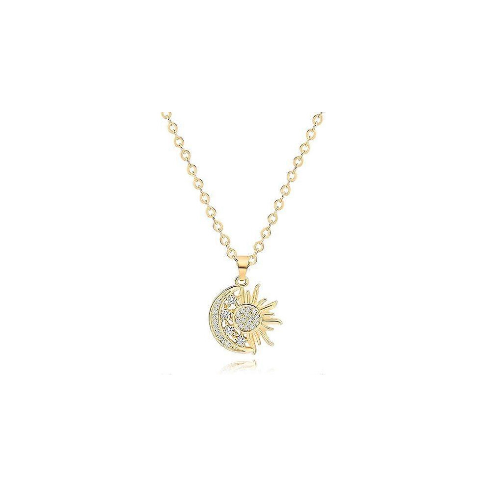 Kikidex (As Show, One Size) Crescent Moon And Star Pendant Necklace For Women Dainty Snake Tiny Heart Necklace 18K Gold Chain Dainty Micro-Inlaid Zircon Simpl