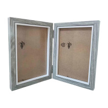 (Double Fold, One size) Hinged Photo Frame Wooden Picture Frame for Entrance Desktop Home Decoration Double Fold