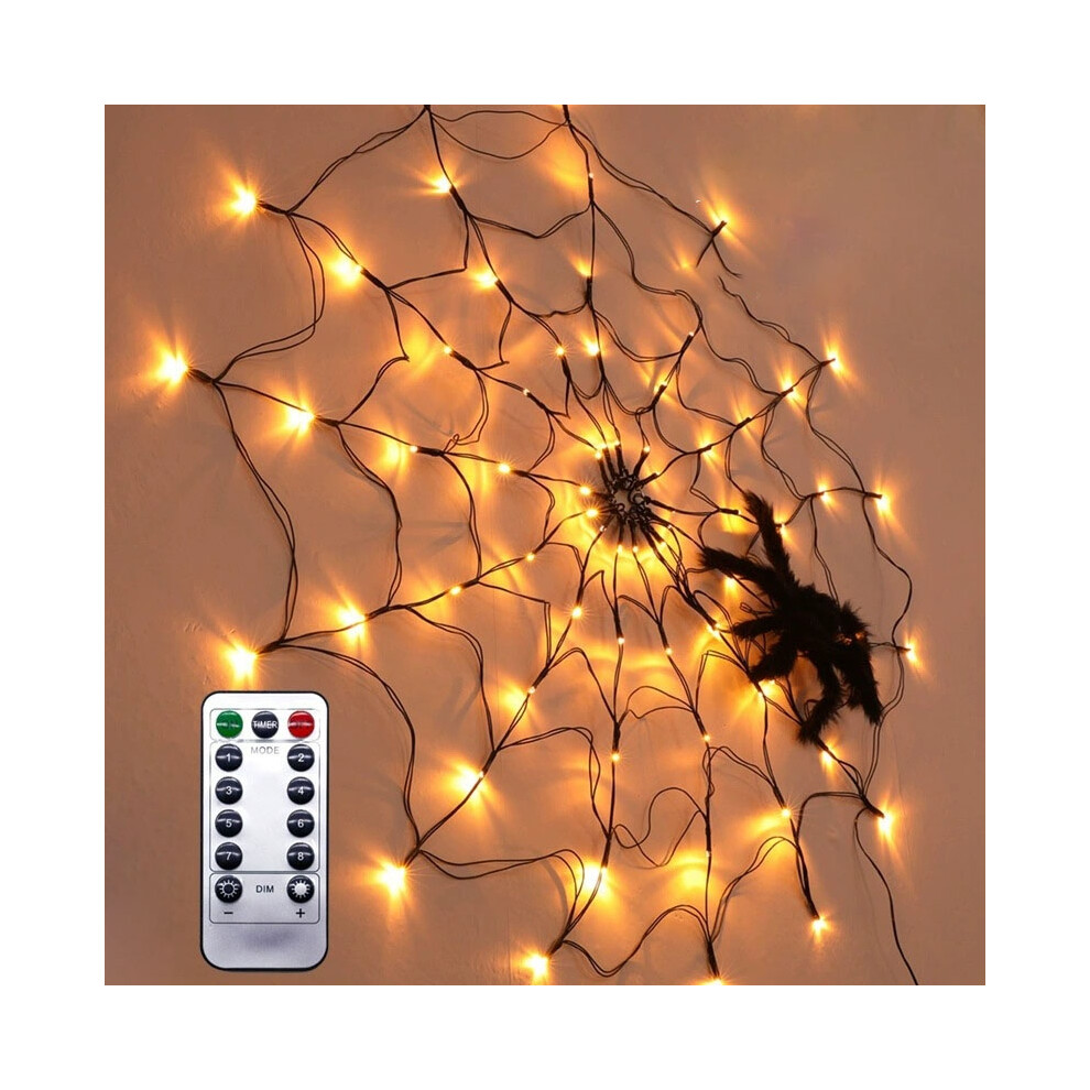 (Warm Color) Halloween Glowing Spider Web Decoration S Spider Web S Outdoor Indoor Decor Light/White/Purple