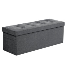 (grey) Velvet Ottoman Foot Stool Storage Box Furniture Seat Rest Foldable