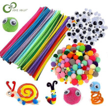 Pipe Cleaners, Chenille Stems Craft Plush Stick Art And Craft Supplies Set With 100 Pom Poms & 60 Eyes