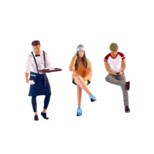 (As show, One size) 3Pcs 1/64 Scale People Figure for Scenery Landscape Photography Props Layout