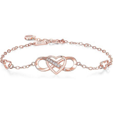(As show, One size) Women Bracelets 925 Sterling Silver Infinity Heart White Gold Plated Diamond Adjustable Bracelet Best Mother's Day Gifts For Women Girls