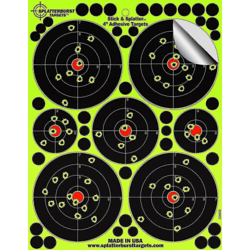 Objetivos Splatterburst - Mini silueta de 8 x 12 pulgadas con efecto salpicado - Objetivos de tiro autoadhesivos