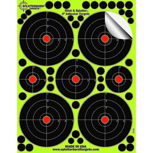 Objetivos Splatterburst - Mini silueta de 8 x 12 pulgadas con efecto salpicado - Objetivos de tiro autoadhesivos 1