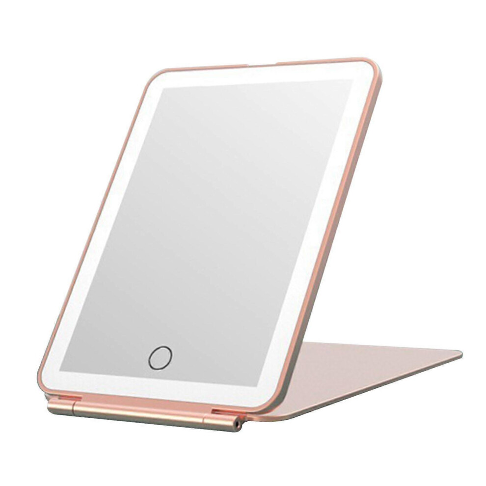 (pink, One size) LED Foldable Travel Makeup Mirror Three Colors Light Modes Lighted Beauty Mirror white