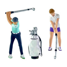 (As show, One size) 3 Pieces 1/64 People Figures with Golf Bag Model Movie Props Miniature Scene