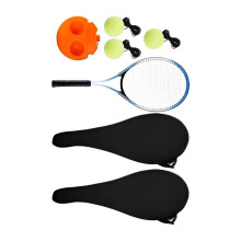 (Dual Racket 3ball, One size) Solo Tennis Trainer Rebound Tennis Training Device for Kids Exercise Stadium Single Racket 1ball
