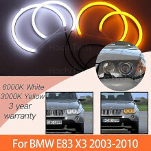 1 Set Weiß + gelb Baumwolle Licht Angel Eyes Halo Ring Kits für BMW E83 X3 2003-2010