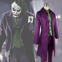 High-quality Heath Ledger Cosplay Suit Halloween Mens Movie The Dark Knight Joker Costume Purple Jacket
