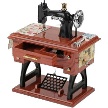 Mini máquina de coser, caja de música, vintage, retro, clásica, máquina de coser a pedal, mesa, escritorio,