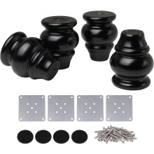 Schwarze Sofabeine aus Holz, 9 x 3,7 cm, mit Schrauben, Möbelbeine für Schrankbeschläge, 4er-Pack