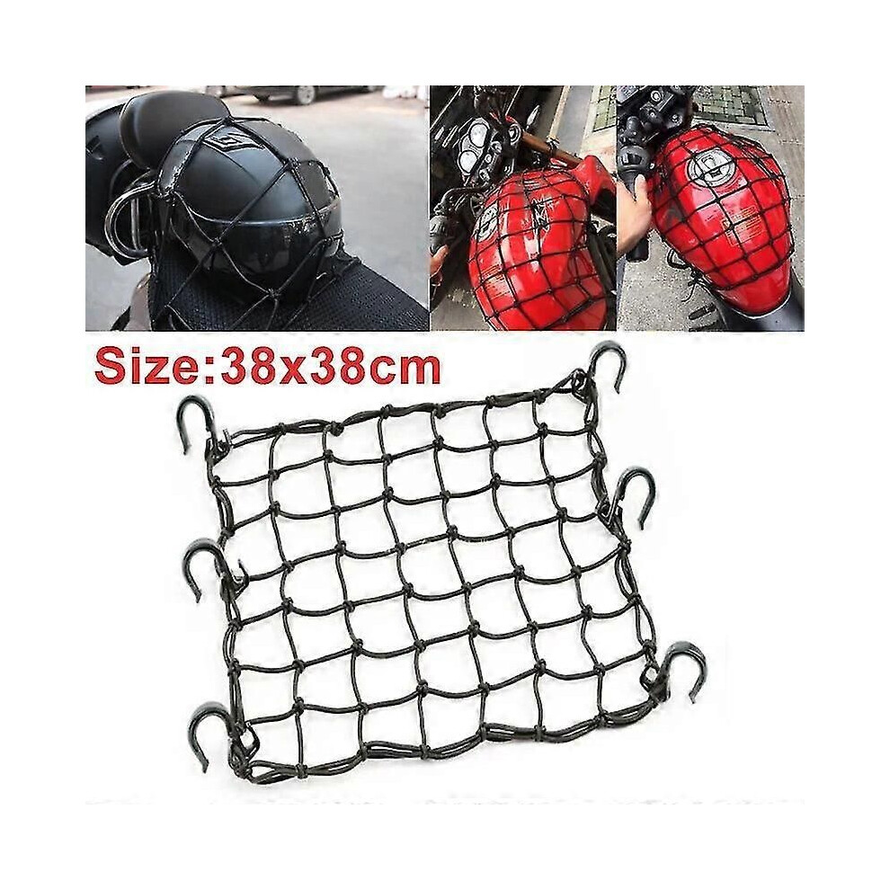 38x38cm Motorcycle Cargo Net Adjustable Luggage Net with 6pcs Hooks Motorcycle Accessories