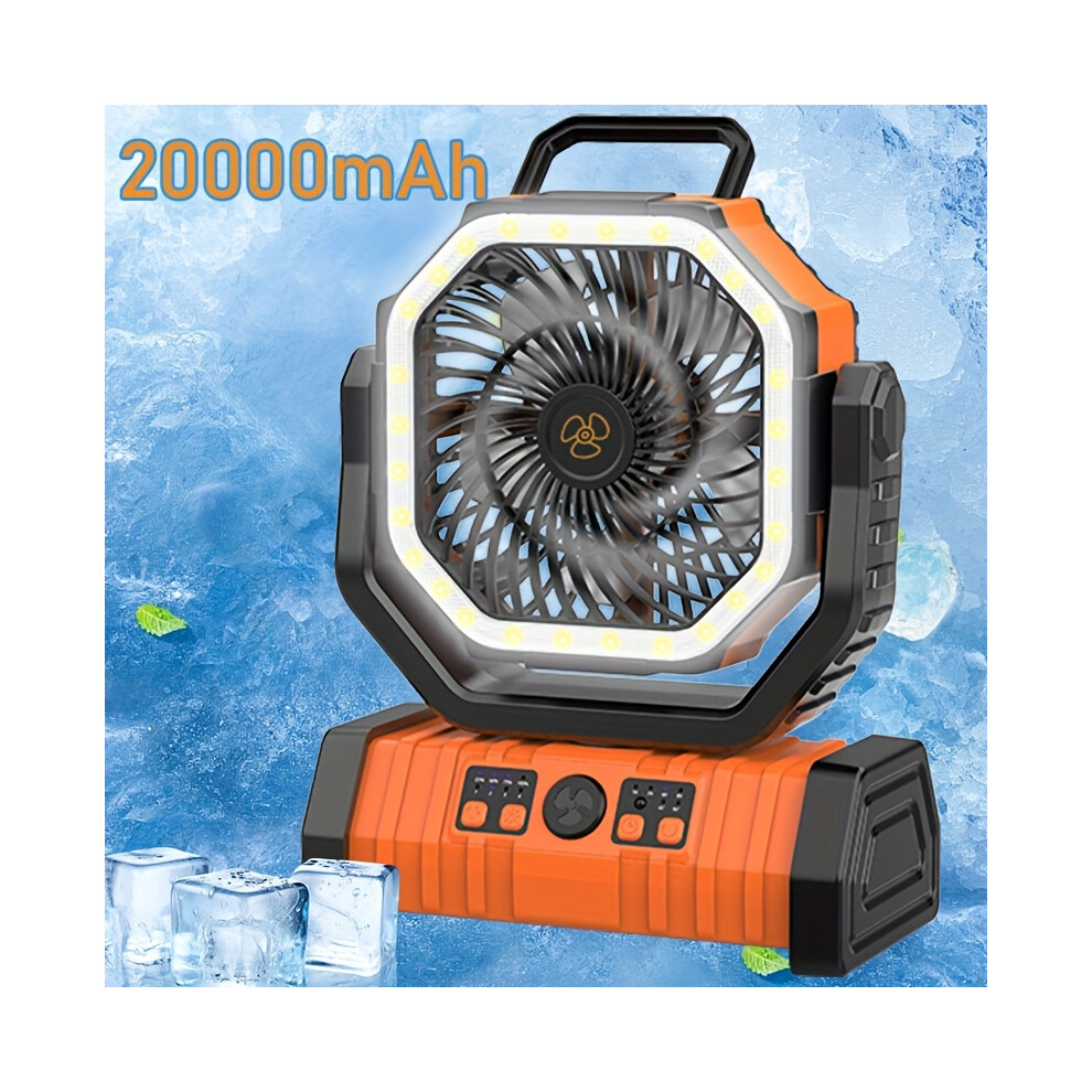20000mAh ventilateur de camping portable rechargeable avec télécommande, crochet LED et tente intégré - vent réglable à 4 vitesses