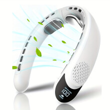 Ventilateur de cou rechargeable avec affichage LED, 3 vitesses, ventilateur personnel de refroidissement à 360 , ventilateur portable USB-C 4000mAH
