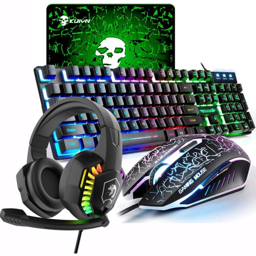 LexonElec Rainbow 4-in-1 Gaming Keyboard and Mouse Set