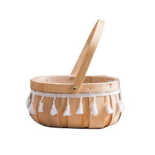Cesta de mimbre natural tejida a mano con flores, ideal para el hogar, la cocina, el jardín y el almacenamiento