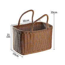 Cesta de mimbre tejida para almacenamiento, cesta de picnic, ratán, flores, playa, con asa, paja, mercado,