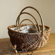 Cesta de mimbre para flores de 17 x 15 cm, cesta de mimbre portátil para sala de estar, cesta de almacenamiento