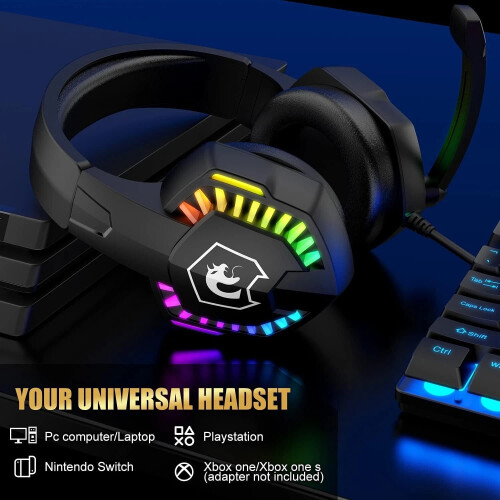 Gaming Keyboard Mouse and Headset Set LED Rainbow For PC MAC PS4 Xbox 1