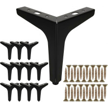 Verstelbare kastpoten 15 cm/6 inch, 12 stuks zwarte metalen poten voor meubels, moderne metalen meubelpoten