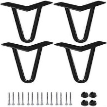 Verstelbare kastpoten 6 inch haarspeldpoten, 4 stuks zware metalen meubelpoten met rubberen vloerbeschermers