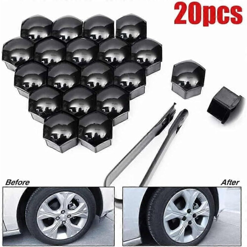 20x Radschraubenkappen Für Skoda Kamiq 2023-2024 - 19mm Schwarze Abdeckungen