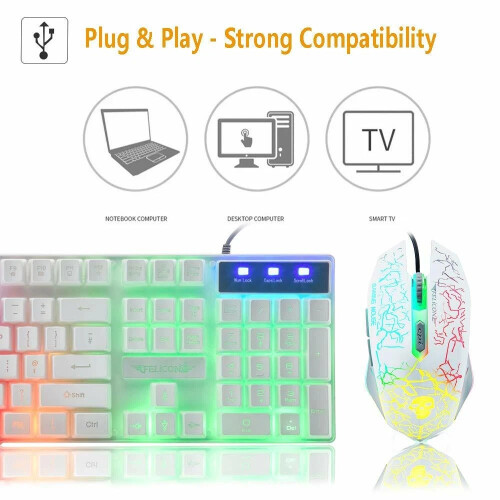 Gaming Keyboard Mouse and Headset Set LED Rainbow For PC MAC PS4 Xbox 1