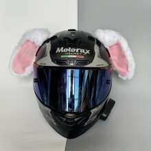 (White (without helmet)) Adult Helmets Accessory - Cute Rabbit Ears, Soft Plush Pink and Black, Foldable Design for Adults, Ideal for Ski Helmets