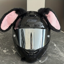 (Black (without Helmet)) Adult Helmets Accessory - Cute Rabbit Ears, Soft Plush Pink and Black, Foldable Design for Adults, Ideal for Ski Helmets