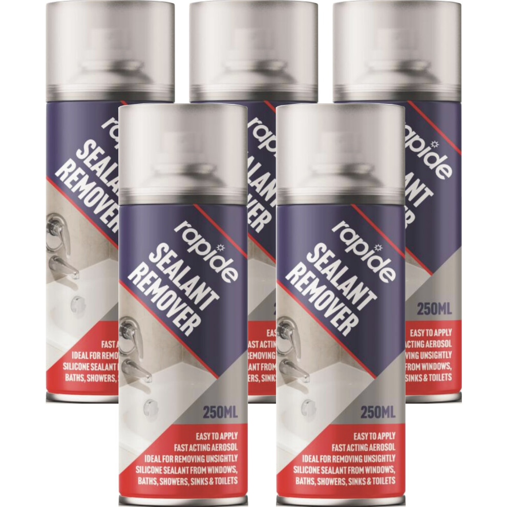 5 x 250ml Sealant Remover Silicone can Window Baths Shower Sink Toilet