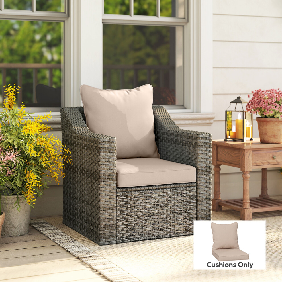 New Outsunny Garden Chair Cushion With Seat & Back Pad, Cushion Only, Beige Cream