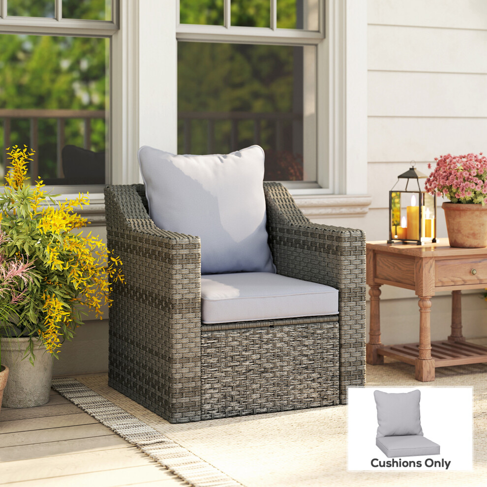 New Outsunny Garden Chair Cushion With Seat & Back Pad, Cushion Only, Light Grey