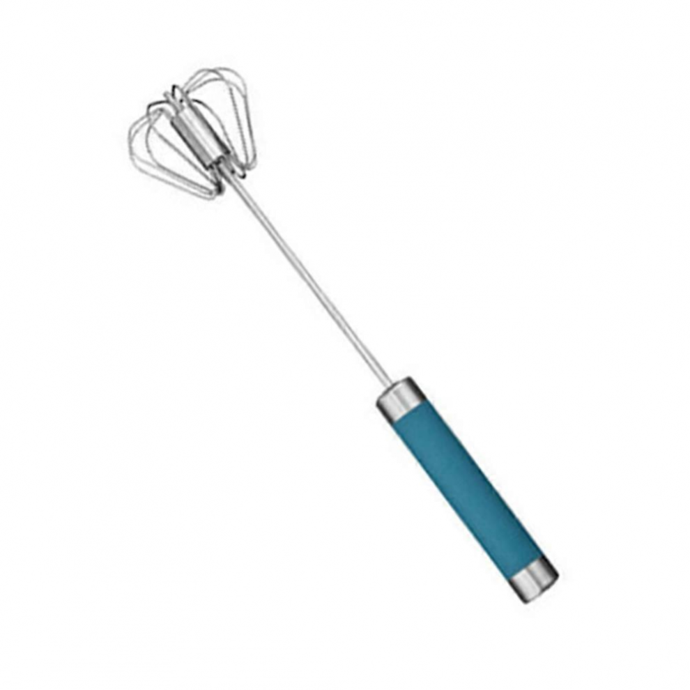 (Bleu-25,5 cm) Whizzy Whisk Fouet à œufs semi-automatique Batteur à œufs à poussée manuelle Mélangeur en acier inoxydable