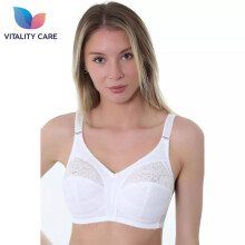 (40, J) Vitality Care Gemm Ladies White Non Wired Lace Trim Plus Size Bra with Large Cup Sizes Full Firm Support