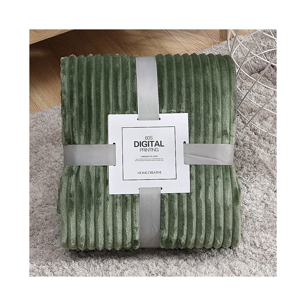 (Grass Green) Fleece Flannel Blanket Sofa Soft Solid Color Bedspread Plush Cover Bed Gift