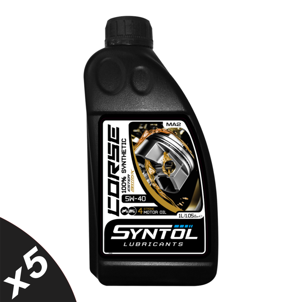 Syntol Corse 5W-40 Fully Synthetic Motorcycle Engine Oil Jaso Ma/Ma2 5X1l