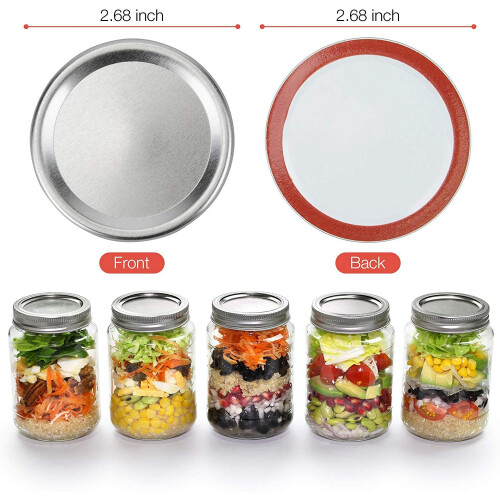 24 PCS Jar Lids, Regular Canning Lids with Silicone Seals Rings 2