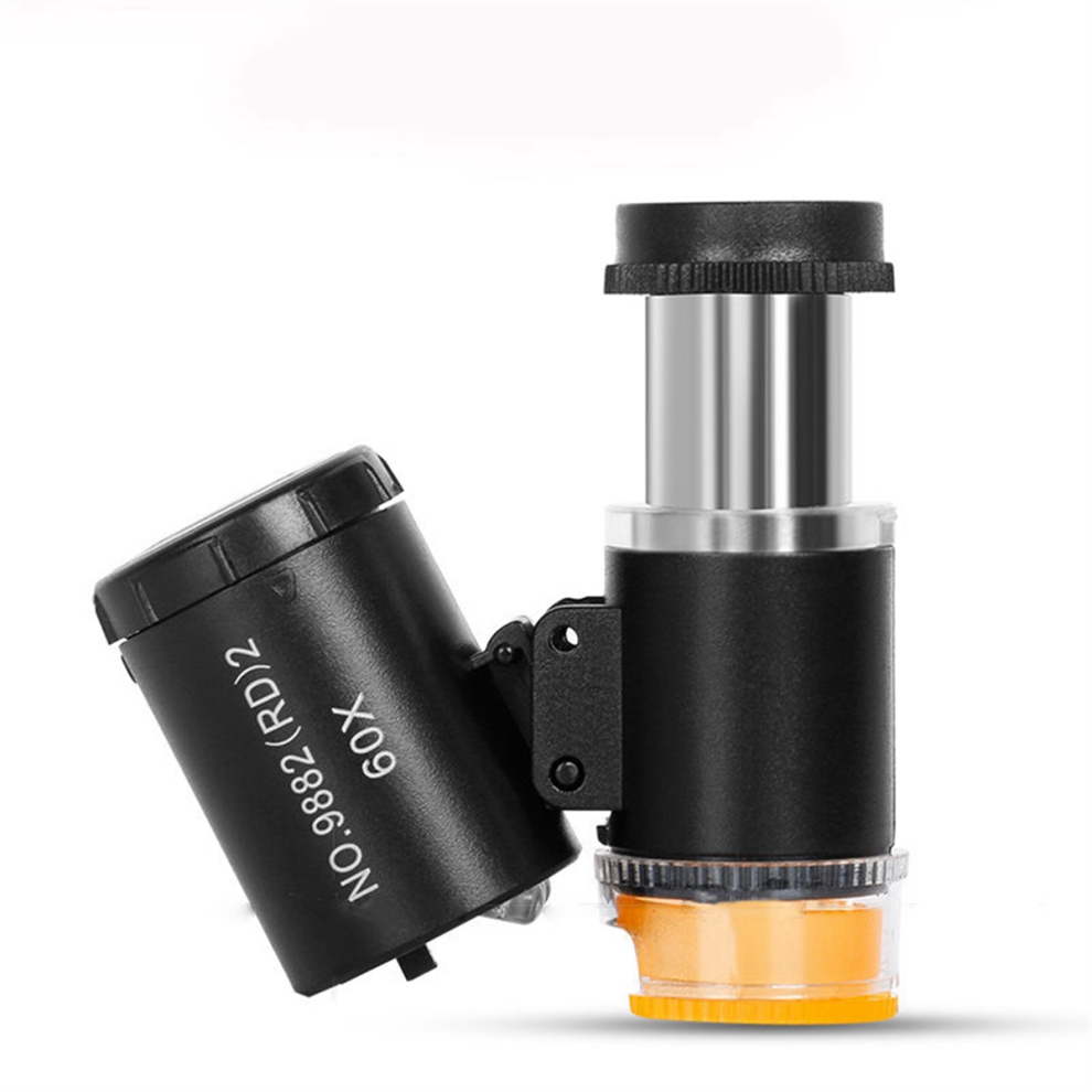 Mini microscope de poche 60X, loupe oculaire de bijoutier avec lumière UV LED - A