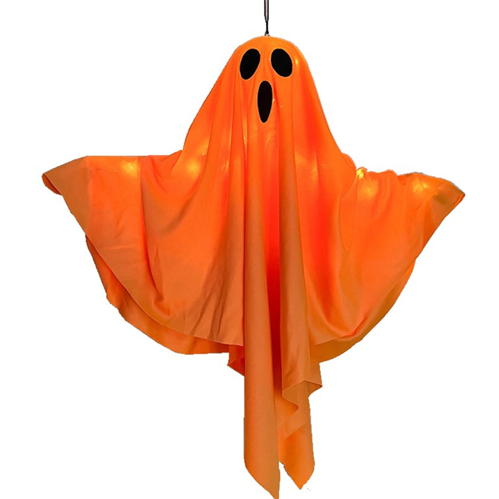 LED Glowing Ghost Indoor and Outdoor Decoration Hanging Lights Orange