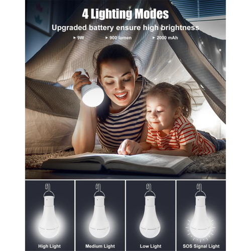 USB Rechargeable Light Bulb,Battery Backup Emergency Light Bulb,2 PCS 1