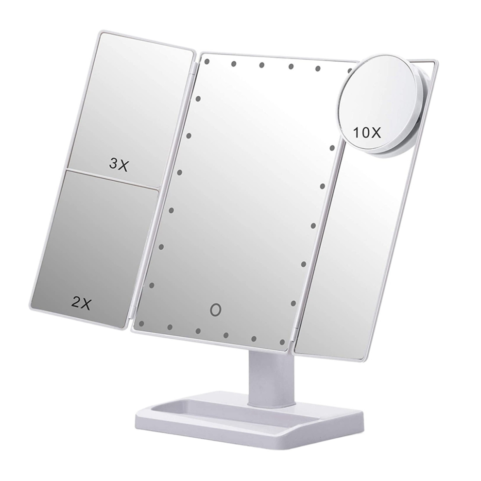 Sem Marca Light/White Trifold Makeup Mirror With 22 Led ,10X/3X/2X Magnification,